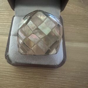 Vintage Mosaic Mother Of Pearl Ring 6/7 (Upcycled)
